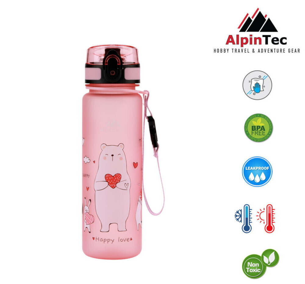 20241212125218_203206f0 Παγούρι ALPINTEC Παιδικό non Spill Zoo Ροζ 500ml - Image 1