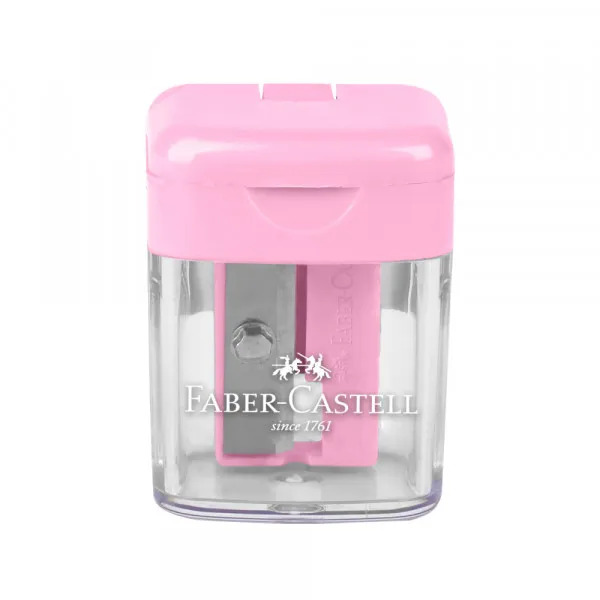 7068 Faber-Castell Mini Box Πλαστική Ξύστρα Ροζ Βαρελάκι - Image 1