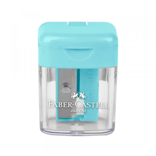 7070 Faber-Castell Mini Box Πλαστική Ξύστρα Γαλάζια Βαρελάκι - Image 1
