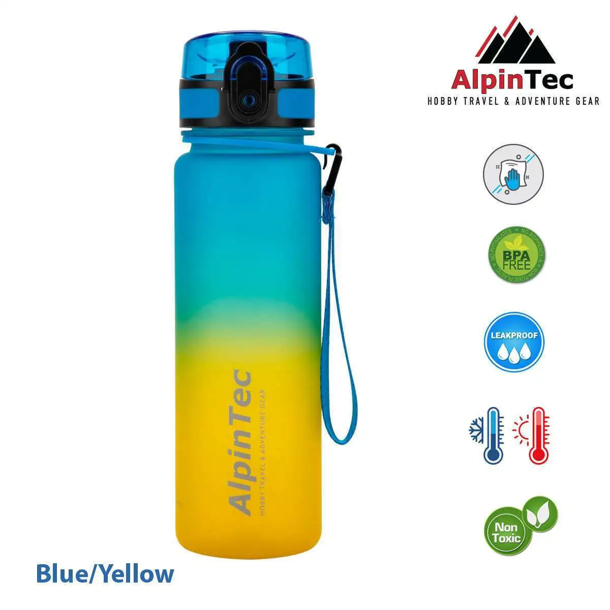 AlpinPro Παγούρι Πλαστικό 500ml Μπλε-Κίτρινο - Image 1