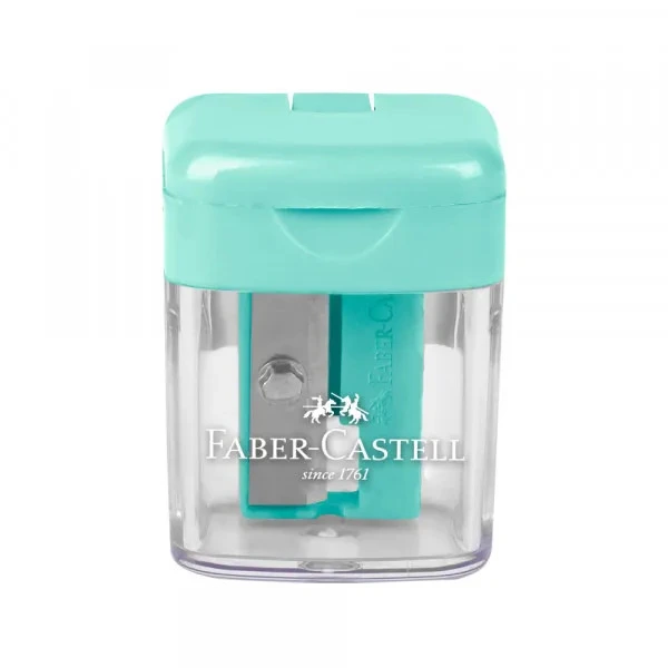 7069 Faber-Castell Mini Box Πλαστική Ξύστρα Τιρκουάζ Βαρελάκι - Image 1