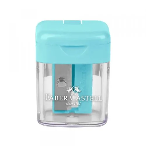 Faber-Castell Mini Box Πλαστική Ξύστρα Γαλάζια Βαρελάκι